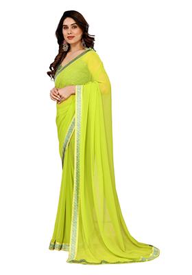 Multi Solid Georgette Saree Set