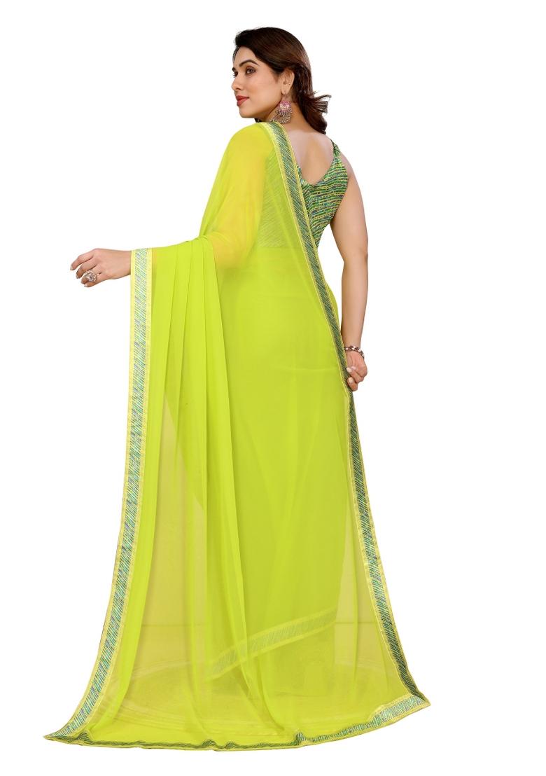 Multi Solid Georgette Saree Set