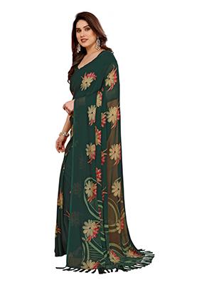 Green Printed Moss Saree Set