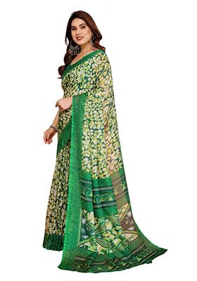 Green Printed Kota Doriya Saree Set
