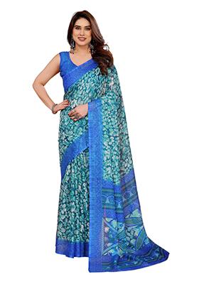 Royal Blue Printed Kota Doriya Saree Set