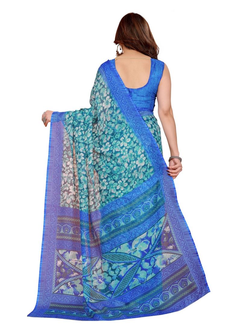 Royal Blue Printed Kota Doriya Saree Set