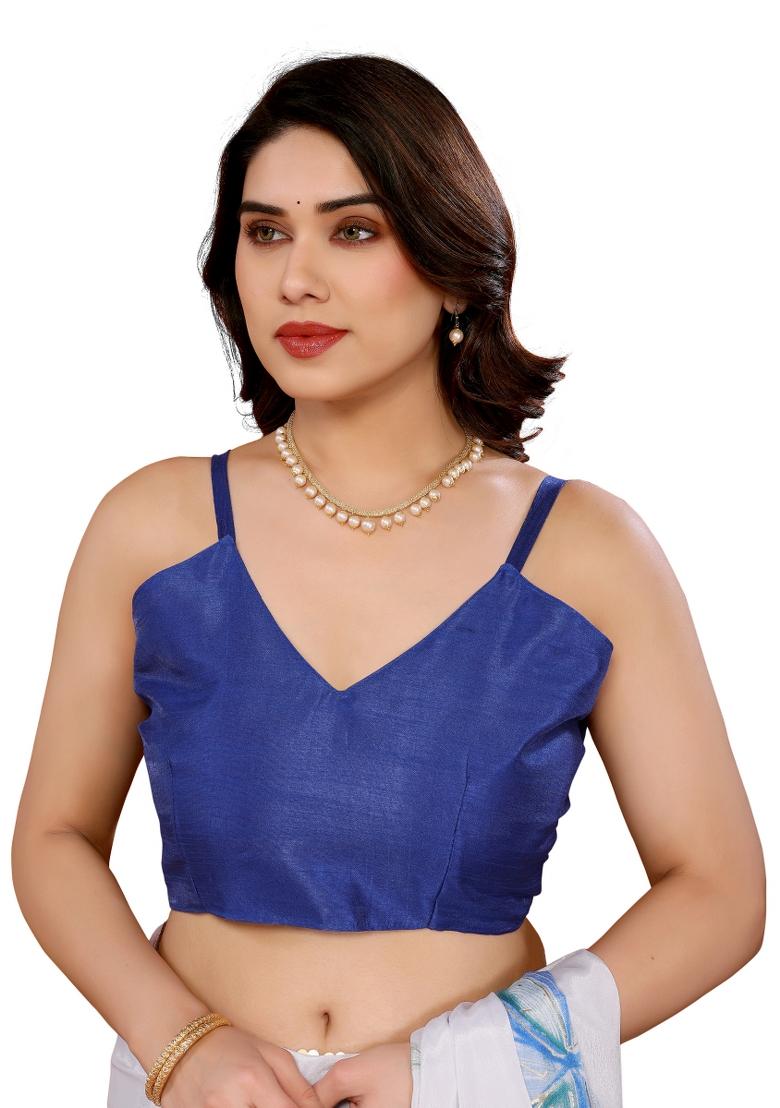 Blue Printed Chiffon Saree Set