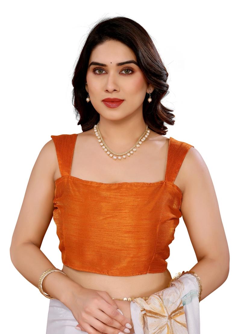 Orange Printed Chiffon Saree Set