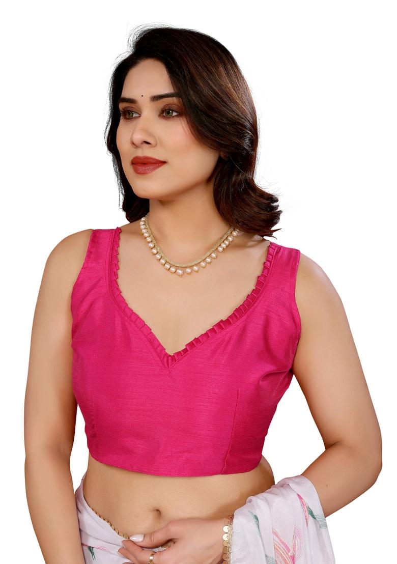 Pink Printed Chiffon Saree Set