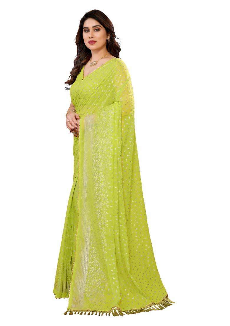 Multi Solid Georgette Saree Set