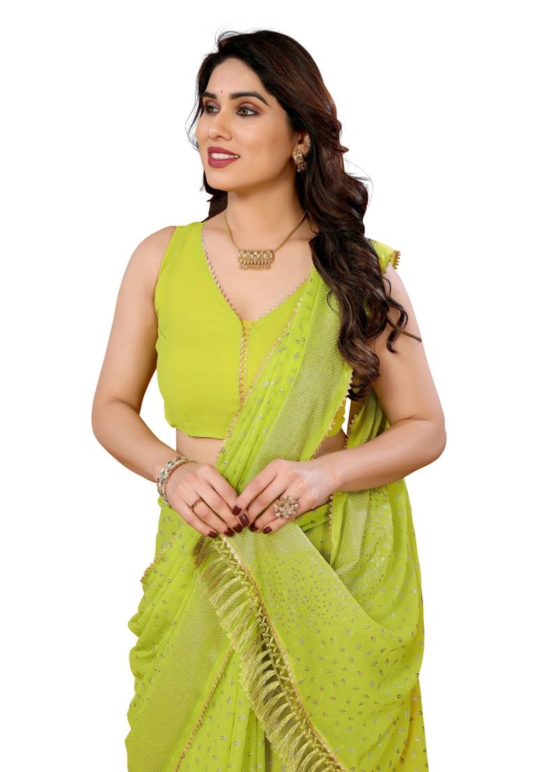 Multi Solid Georgette Saree Set
