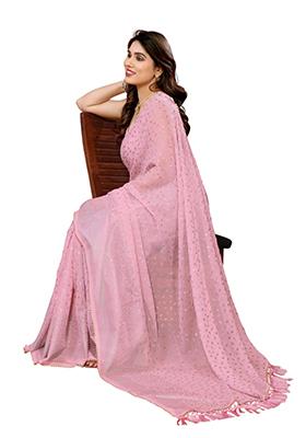 Multi Solid Georgette Saree Set