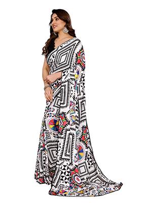 Multi Printed Moss Saree Set