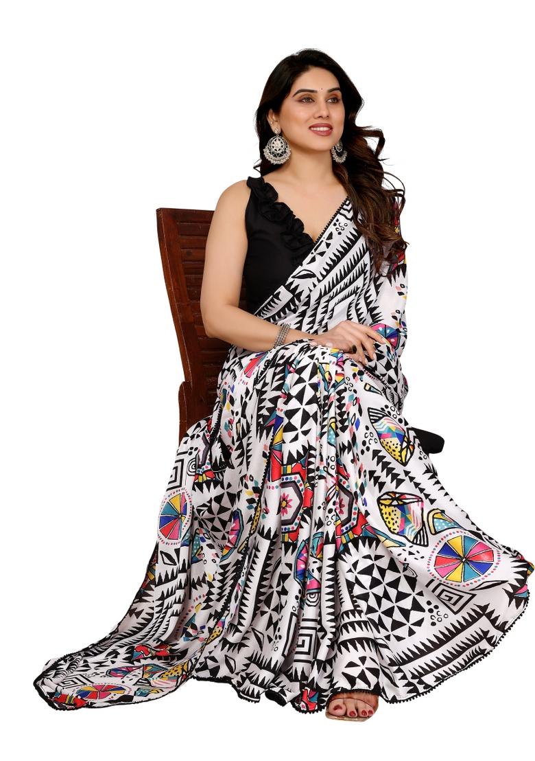Multi Printed Moss Saree Set
