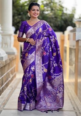 Lavender Woven Silk Saree Set