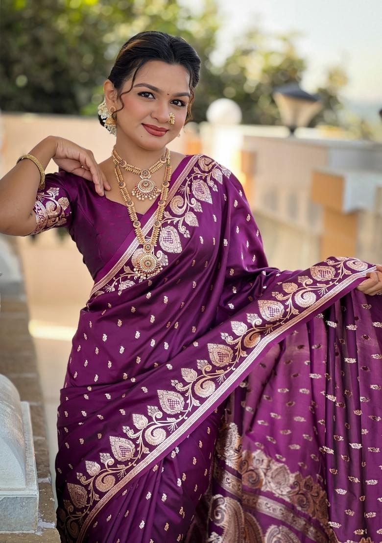 Red Woven Silk Saree Set