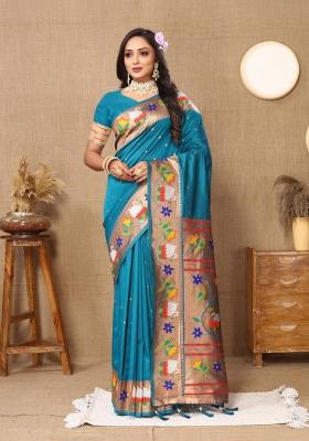 Light Amber Woven Silk Saree Set
