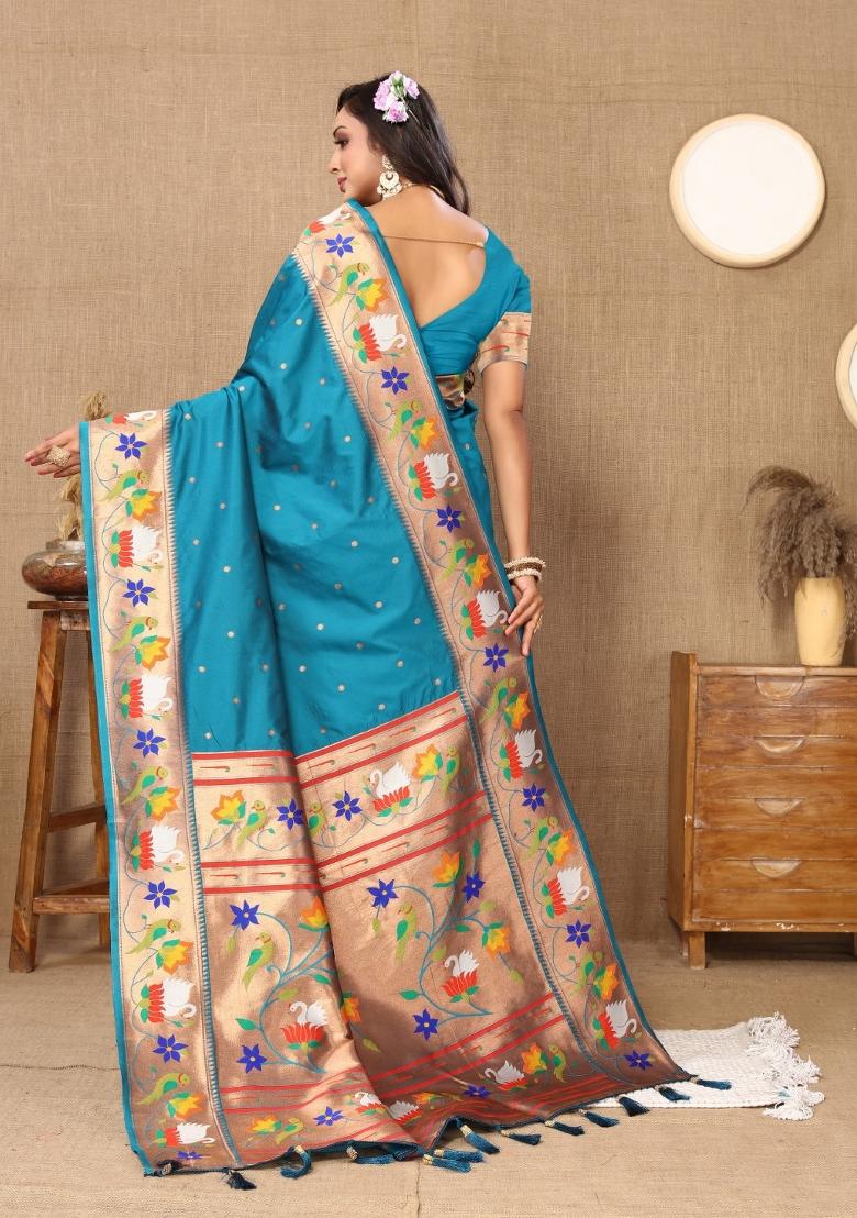 Light Amber Woven Silk Saree Set