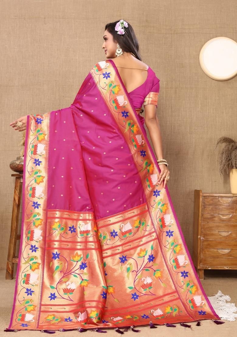 Light Pink Woven Silk Saree Set