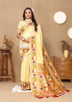 OffWhite Woven Silk Saree Set