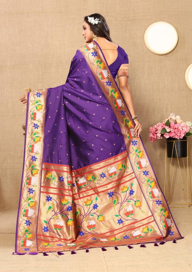 Lavender Woven Silk Saree Set