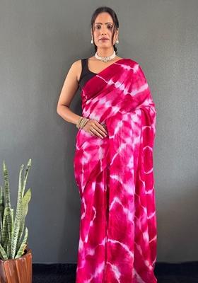 Pink Machine Embroidered Georgette Saree Set