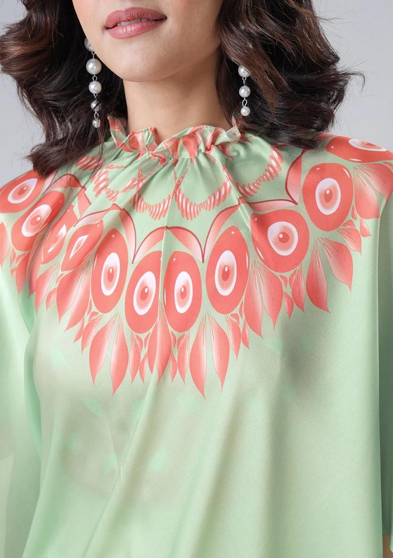 Green Machine Embroidered Crepe Saree Set