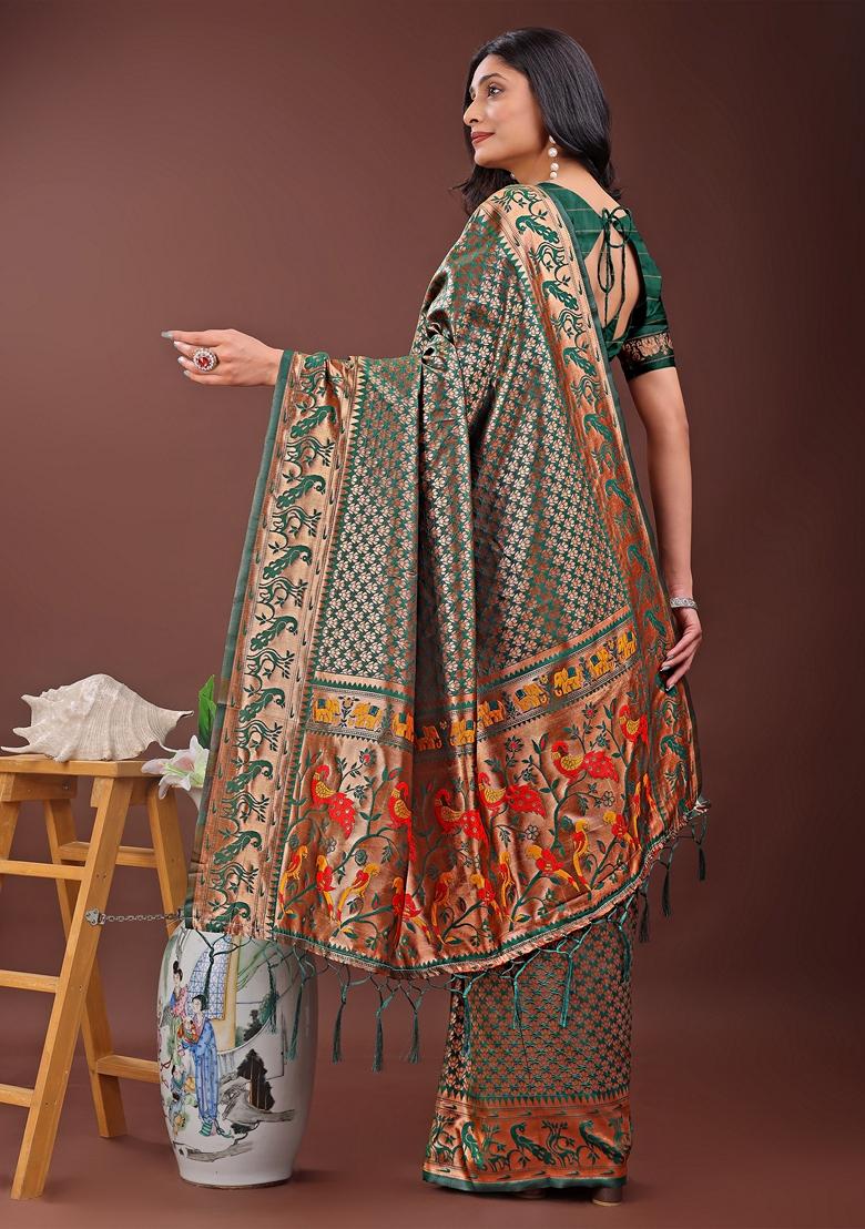 Red Zari Work Silk Saree Set