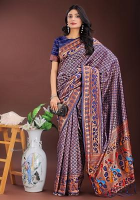 Sea Green Zari Work Silk Saree Set