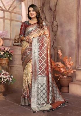 Multi Color Jacquard Weaving Lichi Soft Silk Saree Set
