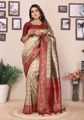 Multi Color Jacquard Weaving Tissue Silk Saree Set