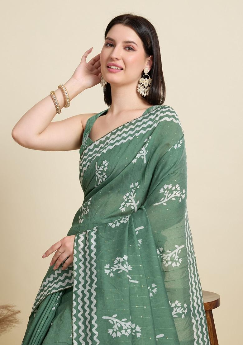 Grey Woven Cotton Saree Set