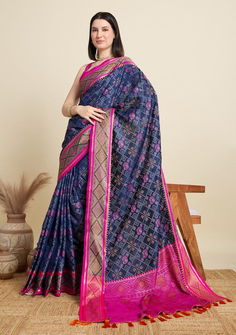 Blue Woven Patola Saree Set