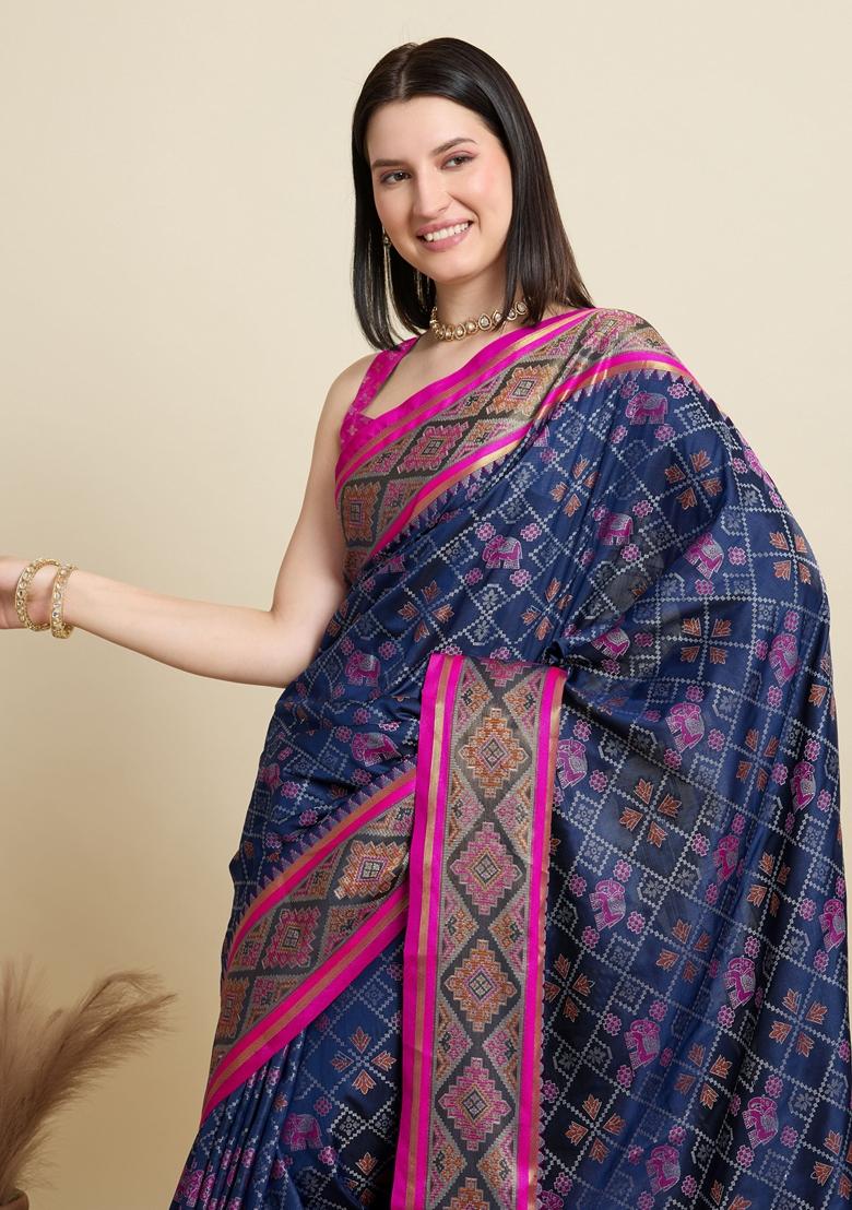 Blue Woven Patola Saree Set