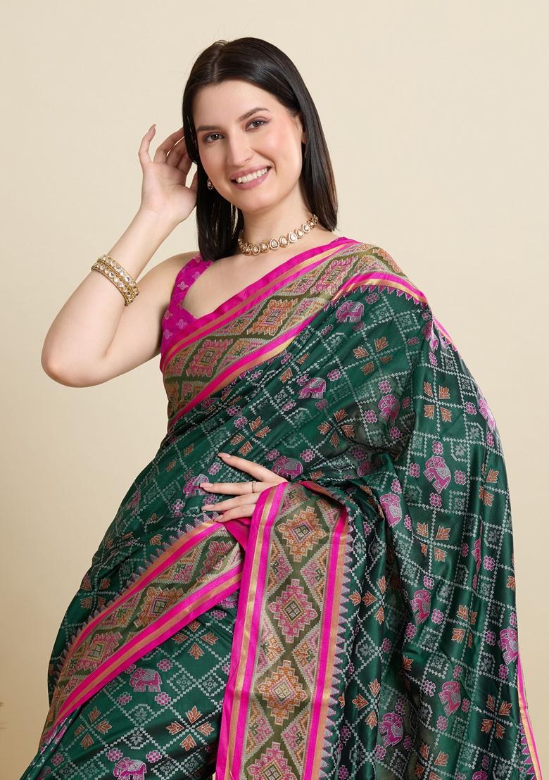 Green Woven Patola Saree Set