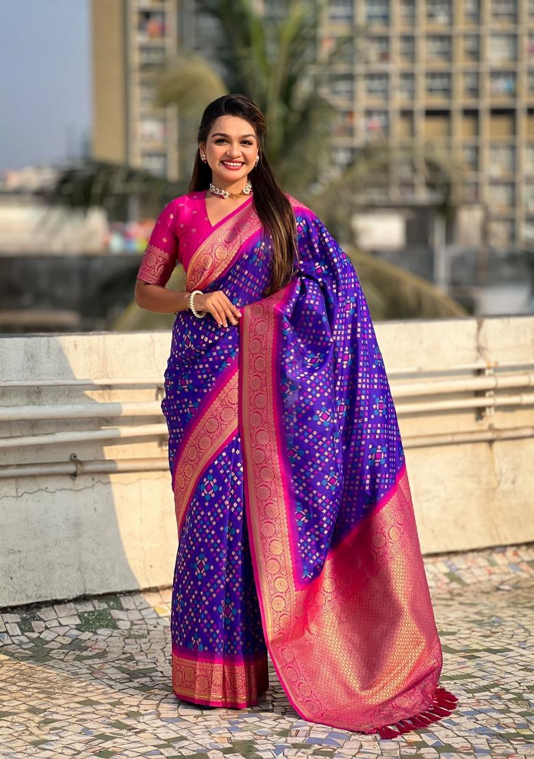 Red Zari Woven Silk Blend Saree Set