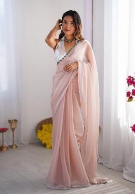 Silver Abstract Print Art Silk Saree Set