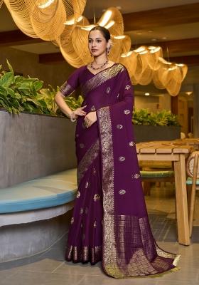 Maroon Zari Woven Art Silk Saree Set