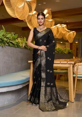 Black Zari Woven Art Silk Saree Set