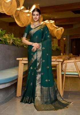 Green Zari Woven Art Silk Saree Set