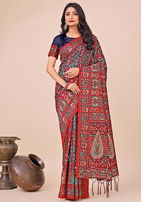Grey Embroidered Cotton Saree  Set