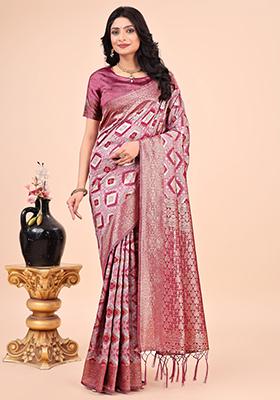 Pink Embroidered Cotton Saree  Set