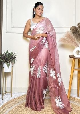 Pink Embroidered Jimmy Choo Saree  Set