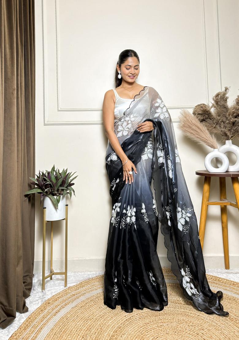 Black Embroidered Jimmy Choo Saree  Set
