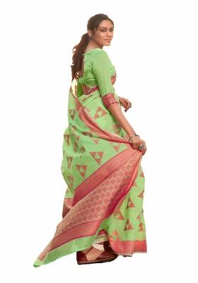 Multi Weaving Cotton Saree Set With Blouse