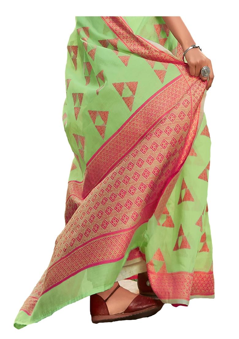Multi Weaving Cotton Saree Set With Blouse