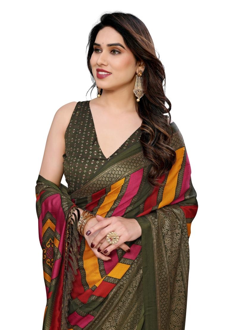 Multi Printed Banglory Saree Set With Blouse