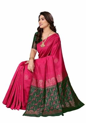Pink Weaving Silk Blend Saree Set With Blouse