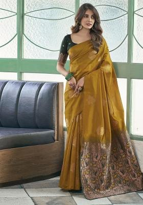 Multi Weaving Silk Blend Saree Set With Blouse