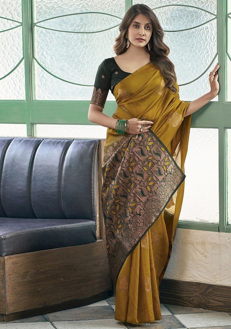 Multi Weaving Silk Blend Saree Set With Blouse
