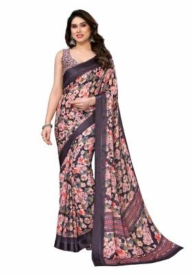 Multi Digital Print Bright Moss Saree Set With Blouse