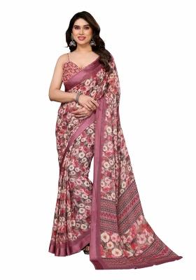Multi Digital Print Bright Moss Saree Set With Blouse