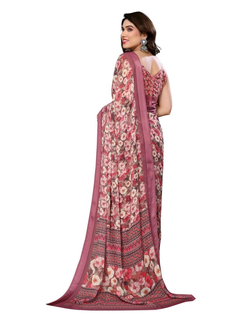 Multi Digital Print Bright Moss Saree Set With Blouse