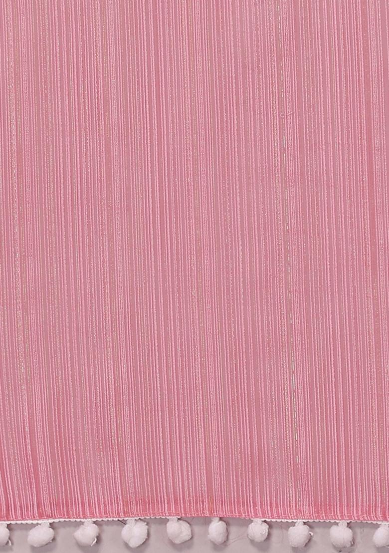 Multi Solid Polyester Saree Set With Blouse